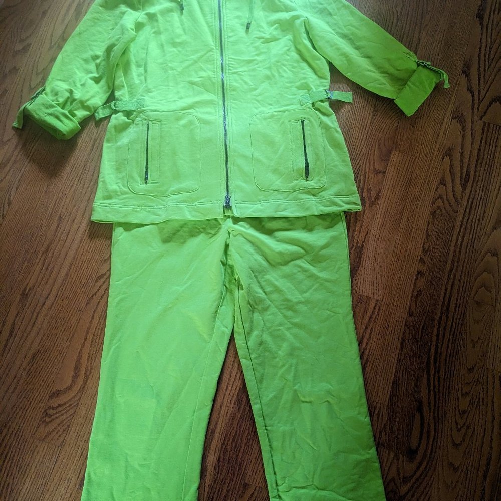 NWOT Madison Hill New York Cotton Bright Green Cotton Jacket set Size L/M